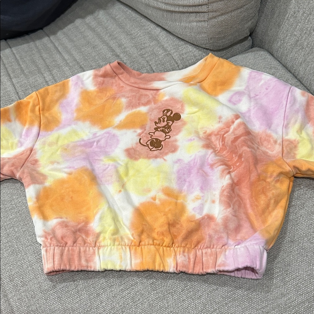 minnie mouse tie dye cropped crewneck
